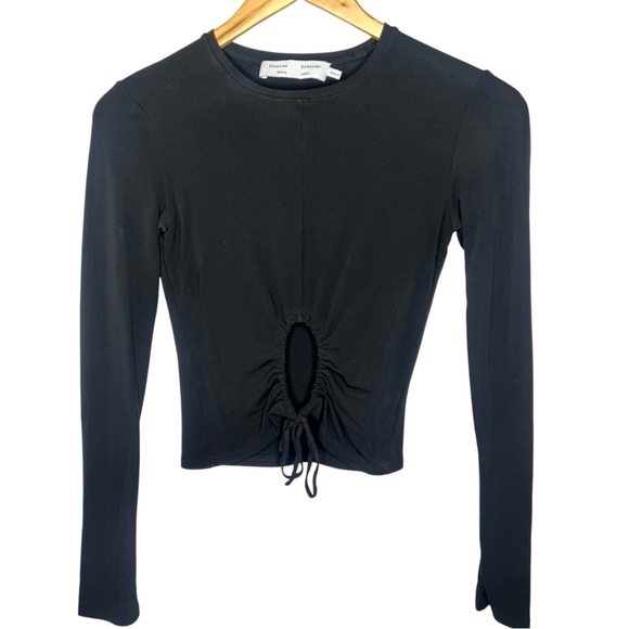 Proenza Schouler Tops - Proenza Schouler White Label Black Long Sleeve Keyhole Crop Top Size XS